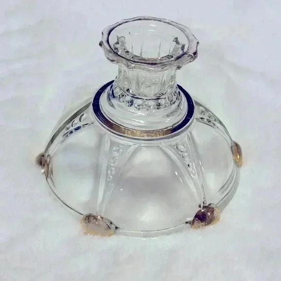 MCM Gold Trim Candleholder Candlestick Glass Beaded - Picture 2 of 9